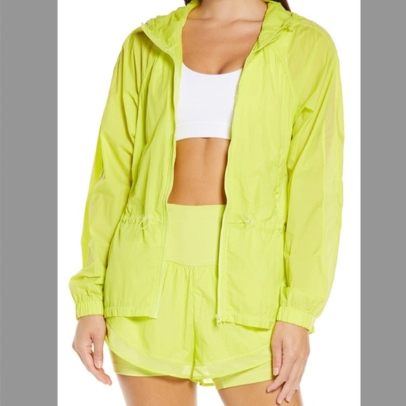Zella Fresh Air Hooded Light Weight Nylon Jacket, Green Blaze, Medium - Picture 1 of 7